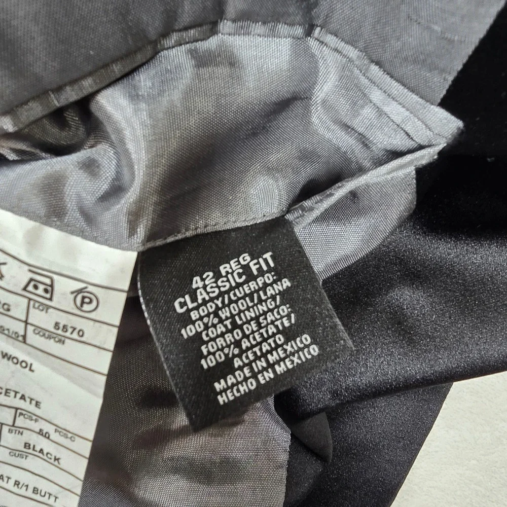 Stafford Tuxedo Suit Mens 42R 2 Piece Pants 36x28 Black‎ Wool Classic Fit